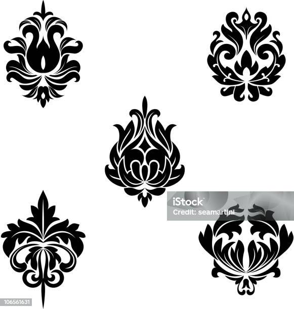 Damask Floral Patterns Stock Illustration - Download Image Now - Abstract, Antique, Backgrounds