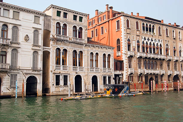 Russian submarine parked in Venice stock photo