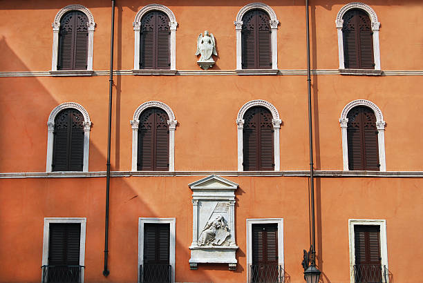 facade of historic house in Verona, Italy stock photo