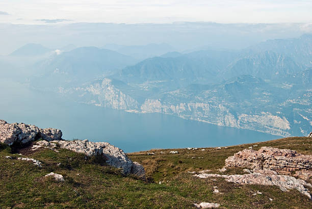 Lake Garda seen from Mt. Baldo stock photo