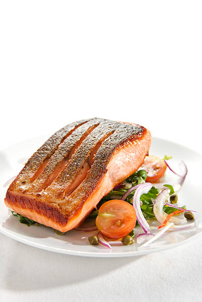 Seared Salmon stock photo