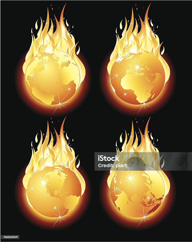 Brennende planet - Lizenzfrei Globus Vektorgrafik