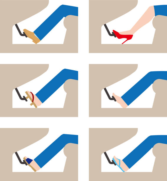 odpowiednie i nieodpowiednie buty podczas jazdy (japonia) - pedal car driving shoe stock illustrations