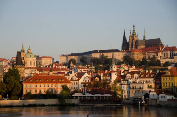 istock Looking at Prague Castle from Charles bridge during an autumn  sunrise 1065653834