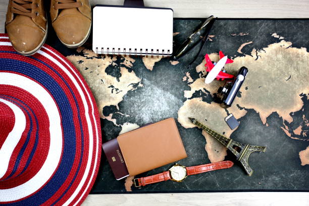 istock top view of travel accessories 1065664940