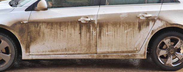 Dirty car side. stock photo