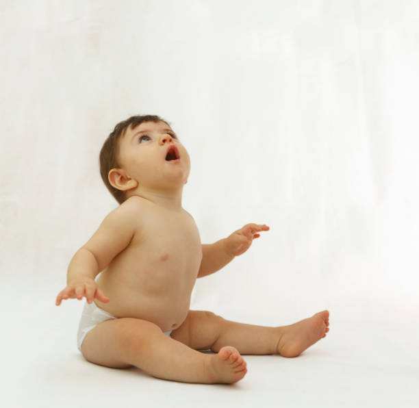 istock Little boy with pampers. 1065668348