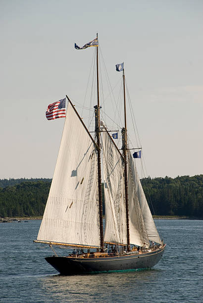 Gaff Rigged Schooner  gaff sails stock pictures, royalty-free photos & images