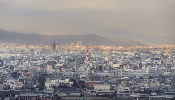 istock Panoramic Osaka cityscape, Japan in evening 1065672116