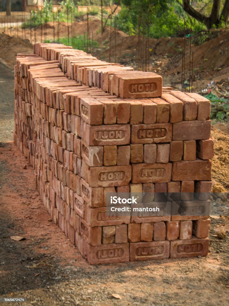 Bordered Stack Bricks Red Stapled Bricks Stack Stock Photo - Download Image Now - Brick, Red ...