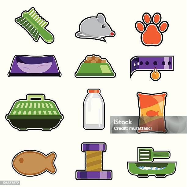 Ikony Zwierząt Domowych - Stockowe grafiki wektorowe i więcej obrazów Ciastko dla psa - Ciastko dla psa, Dowcip rysunkowy, Kot domowy