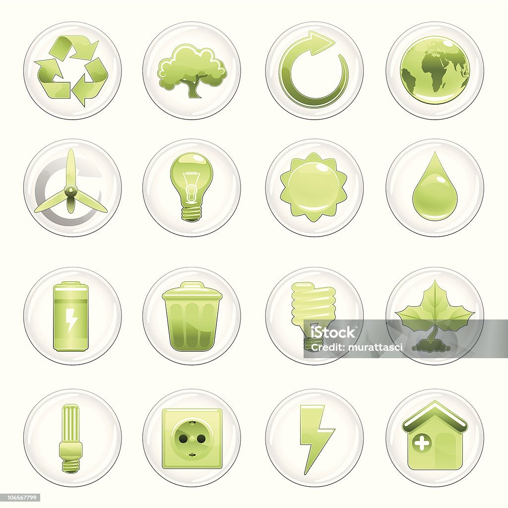 Naturalne energii i recyklingu Zestaw ikon - Grafika wektorowa royalty-free (Bez ludzi)