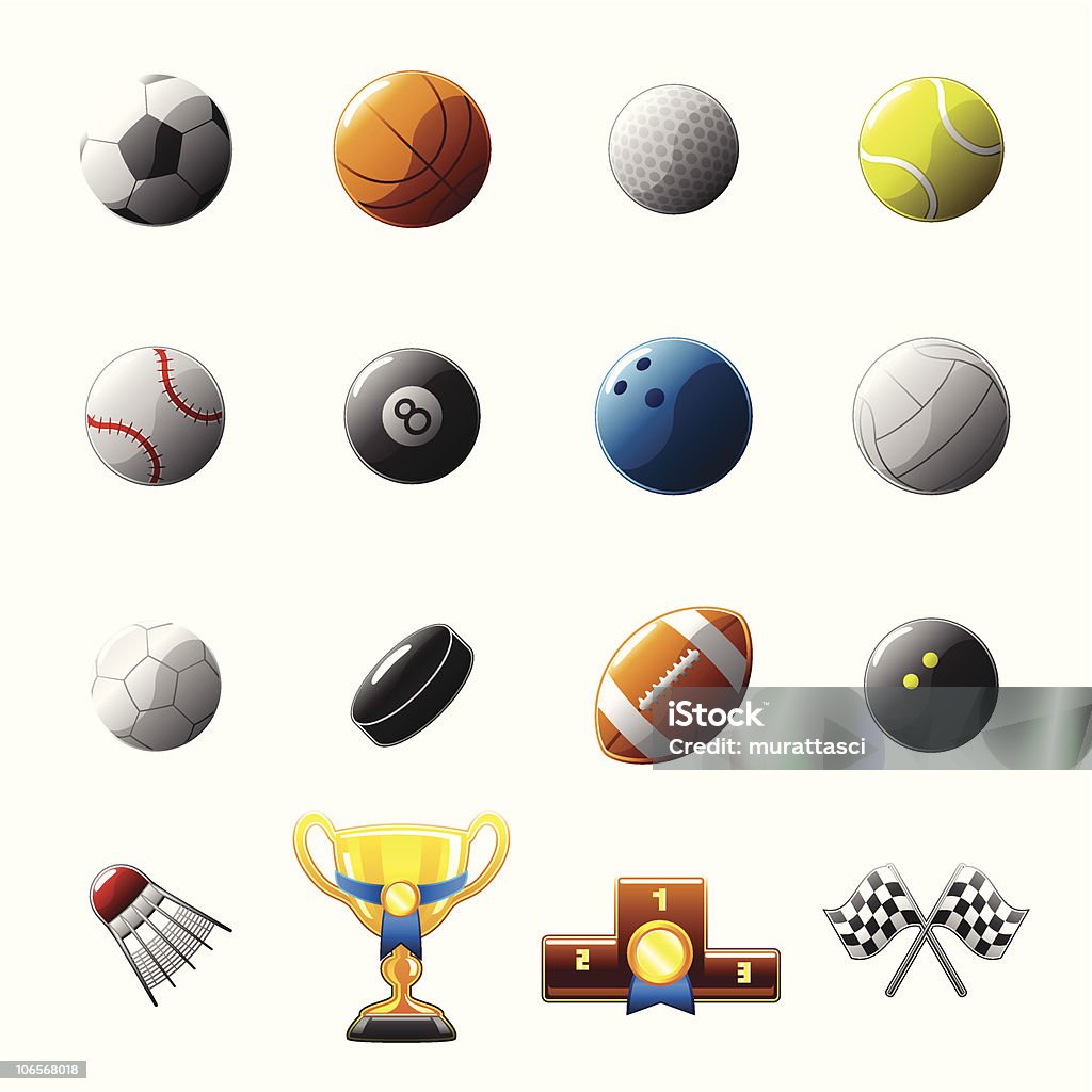 Conjunto de iconos de deporte de objetos - arte vectorial de Color - Tipo de imagen libre de derechos