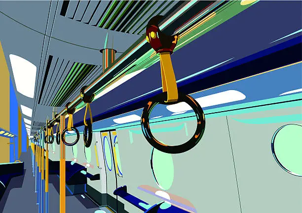Vector illustration of inside the subway car