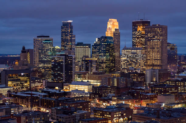 istock Aerial Shot - Minneapolis at Night Time 1065692828