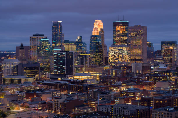 istock Aerial View of Minneapolis at Night 1065692830