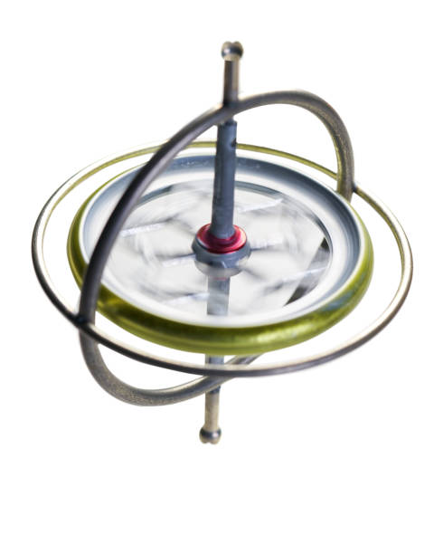 istock Gyroscope toy that is spinning keeping balance for spin concept on white background 1065694038