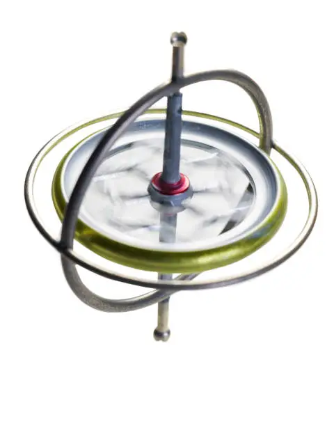 Gyroscope toy that is spinning keeping balance spin concept