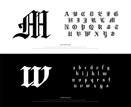 Elegant Blackletter Gothic Alphabet Font. Typography classic style font set for logo, Poster, Invitation. vector illustration.eps