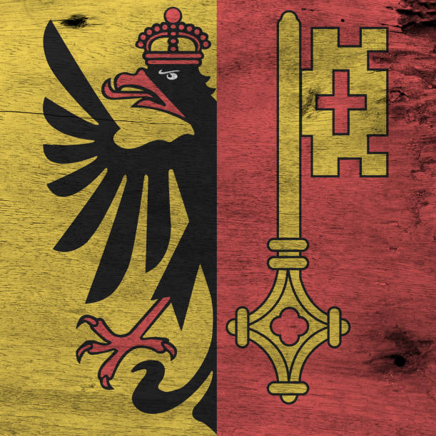 grunge geneva flag texture, the canton of switzerland confederation. - geneva canton imagens e fotografias de stock