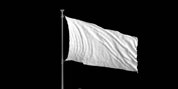 istock Blank white waving flag on black background. 3d illustration 1065706750