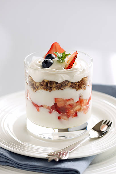istock Freshly made yogurt parfait with strawberries and oats 106571276