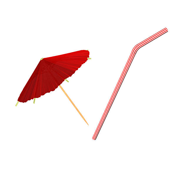 red asian cocktail umbrella, tube red asian cocktail umbrella with cocktail tube drink umbrella stock pictures, royalty-free photos & images