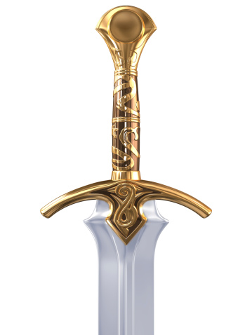 sword with gold handle and steel blade
