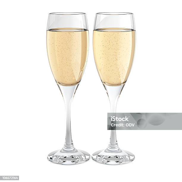 Due Bicchiere Di Champagne - Fotografie stock e altre immagini di Alchol - Alchol, Bianco, Bicchiere