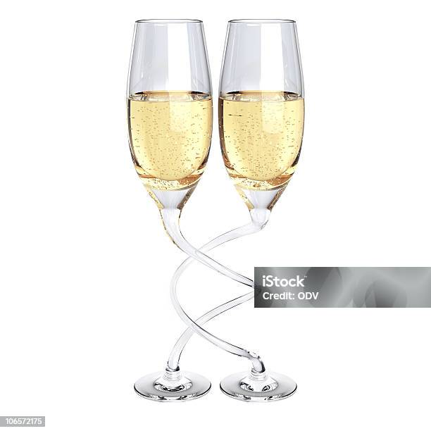 Zwei Geschwungene Glas Champagner Stockfoto und mehr Bilder von Alkoholisches Getränk - Alkoholisches Getränk, Bildkomposition und Technik, Blase - Physikalischer Zustand
