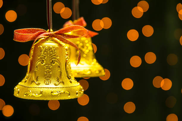 istock christmas bells on the bokeh background. 1065722300