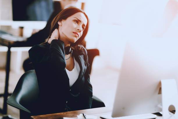 istock Tired Woman Rest after Work in Modern Call Center. 1065722410