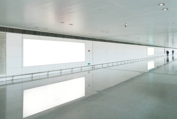 blank billboard in underground, useful for advertisement - pista de aeroporto imagens e fotografias de stock
