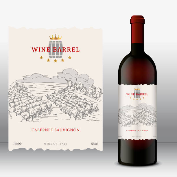 ilustrações de stock, clip art, desenhos animados e ícones de vector wine label, front - garrafa de vinho