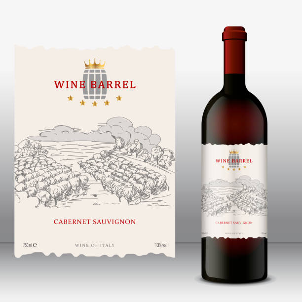 Vector wine label, Front vector art illustration