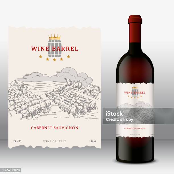 Vector Wine Label Front Stock Illustration - Download Image Now - Wine, Label, Wine Bottle