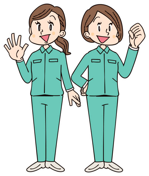 Two women in Work clothes are positive Two women in Work clothes are positive 仕事 stock illustrations