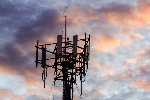 istock Silhouettes of tower antenna. 1065763774
