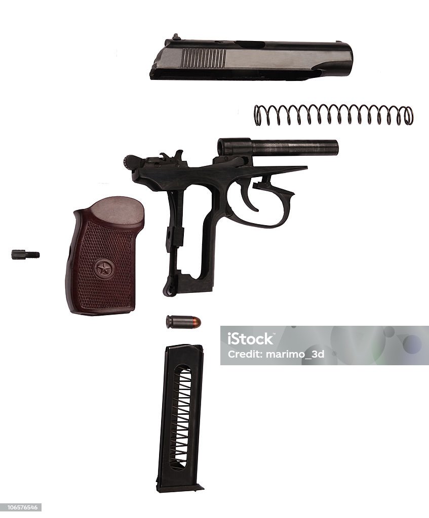 Pistola makarov disassemblato - Foto stock royalty-free di Acciaio