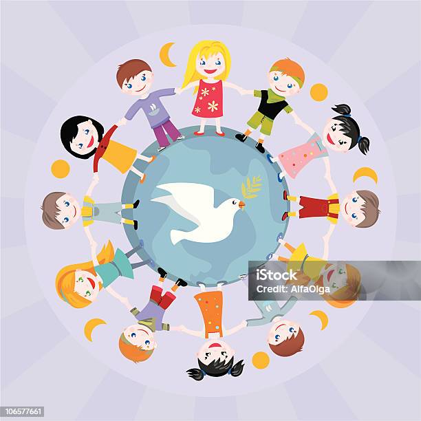 Peace Throughout The World For Children Stock Illustration - Download Image Now - Baby - Human Age, Baby Girls, Boys