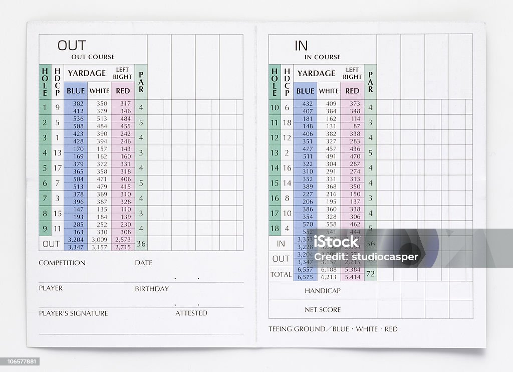 ゴルフのスコアカード - ゴルフのロイヤリティフリーストックフォト