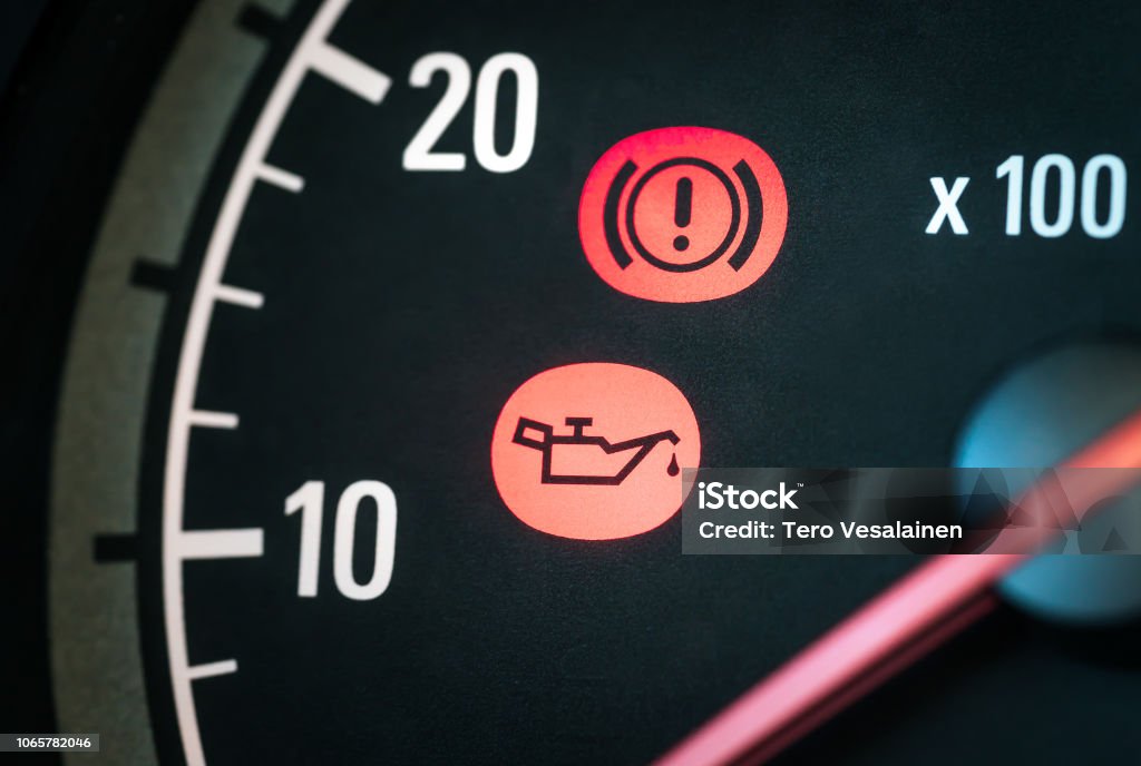 Auto Mit Öl Und Handpausesymbol Warnung Wartung Und Service