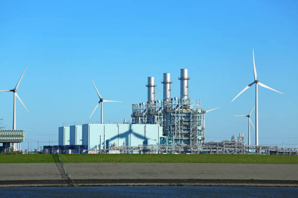 gas plant gas fired power plant in Eemshaven power station stock pictures, royalty-free photos & images