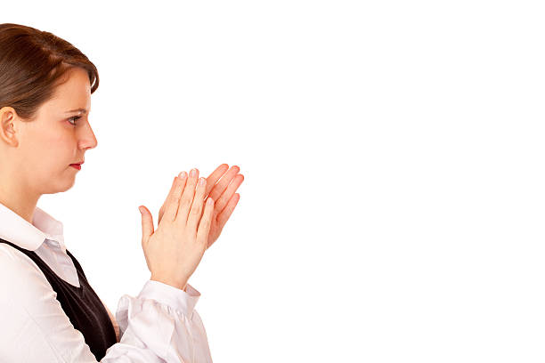 istock Young handsome business woman claps with hands 106578325