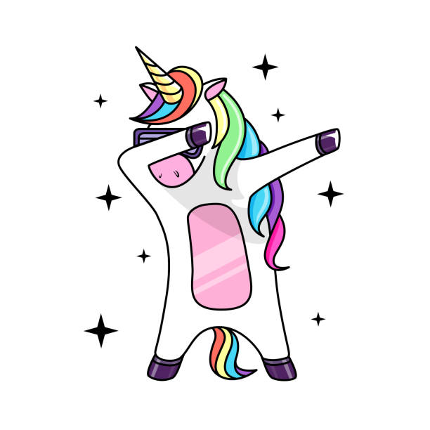 Vector illustration of fantasy dabbing horse unicorn. Flat style design Vector illustration of fantasy dabbing horse unicorn. Flat style design unicorn face stock illustrations