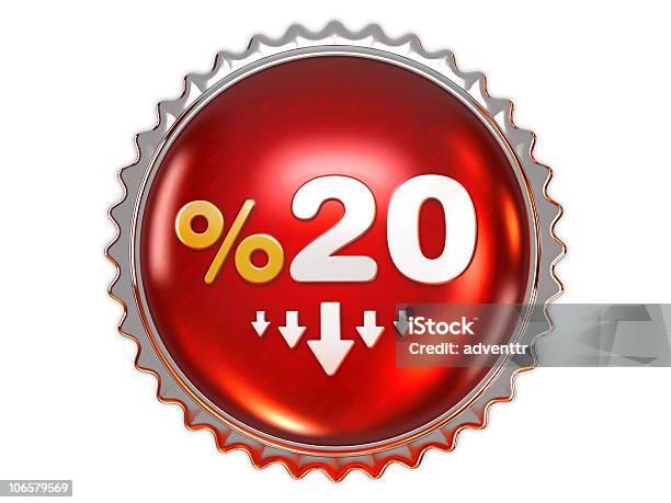 Emblema De Desconto De 20 - Fotografias de stock e mais imagens de Baixo - Baixo, Comprar, Comércio - Consumismo