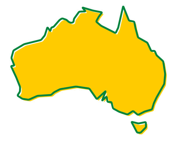 ilustrações de stock, clip art, desenhos animados e ícones de simplified map of australia outline. fill and stroke are national colours. - british empire illustrations