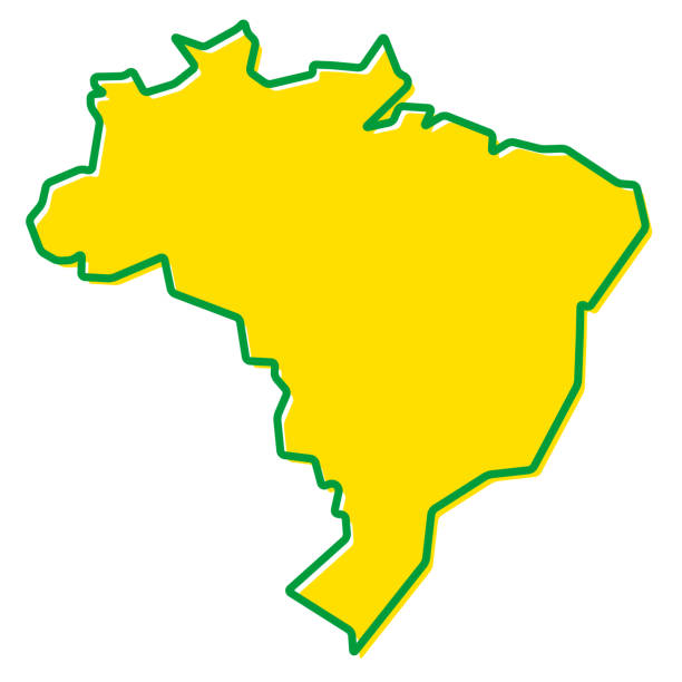 Simplified map of Brazil outline. Fill and stroke are national colours. Simplified map of Brazil outline. Fill and stroke are national colours. regions stock illustrations