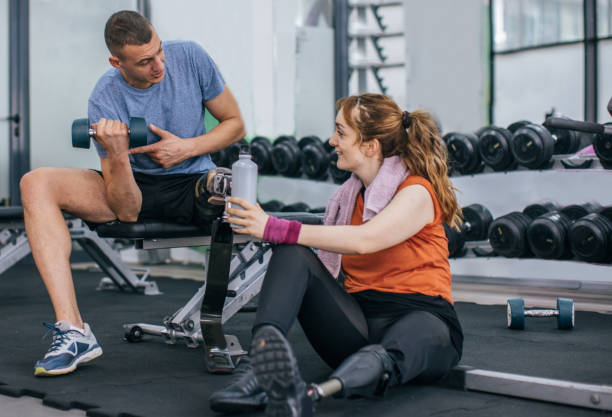 istock Man and woman workout together 1065797754