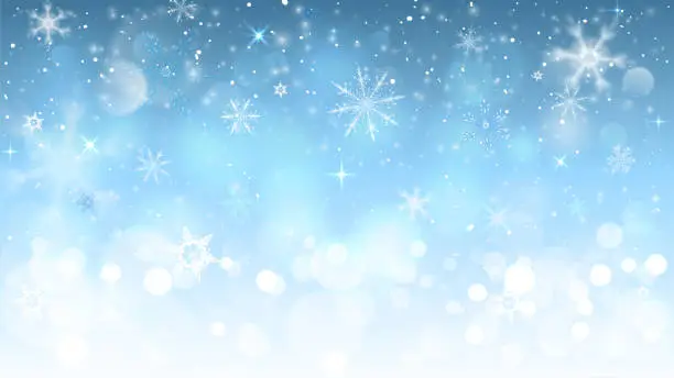 Vector illustration of christmas blue background with snowflakes